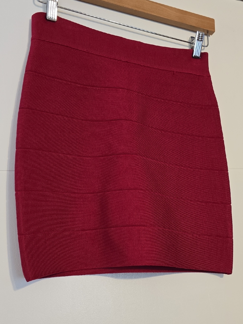 bebe Red Bandage Mini Skirt